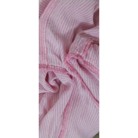 LIZ Clayborne Top Women's M Long Gathered Sleeve VNeck Popover Pink White Stripe - Picture 7 of 10